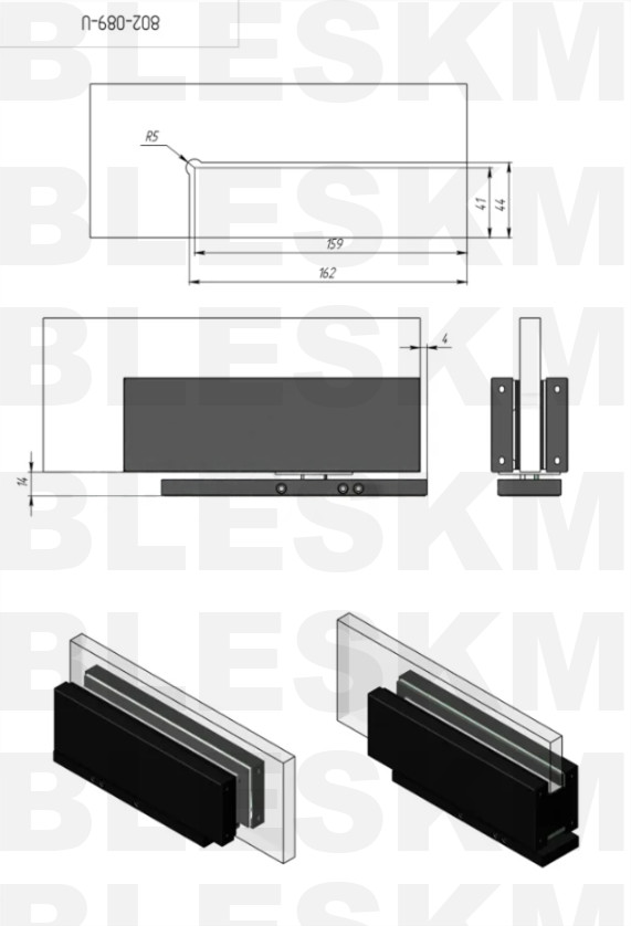 Доводчик-петля 85 BLC с фиксацией 90° (для дверей 850-1000 мм, до 80 кг), черный матовый