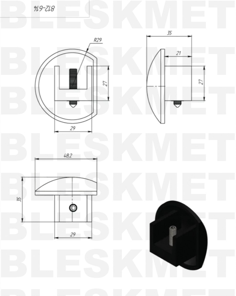 Комплект торцевых заглушек 614 aura-L+R для профиля